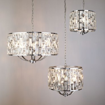 Searchlight Bijou - hanglamp - Ø 38 x 150 cm - chroom