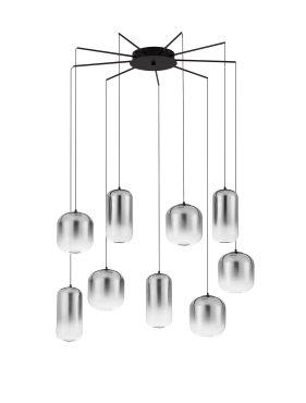 Nova Luce Aelia - hanglamp - Ø 82 x 145 cm - 36W dimbare LED incl. - mat zwart en rokerig grijs