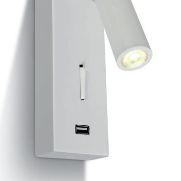 ONE Light Reading Spots - wandverlichting met schakelaar - 6 x 2,5 x 18 cm - 3W LED incl. - wit