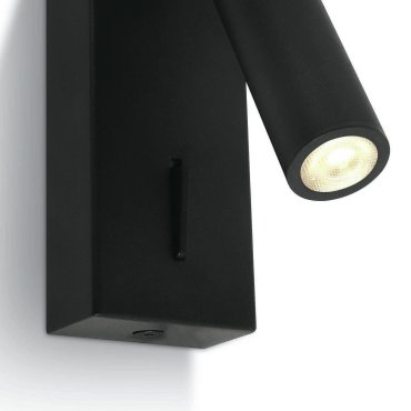 ONE Light Reading Spots - wandverlichting met schakelaar - 5 x 2,5 x 12 cm - 3W LED incl. - zwart