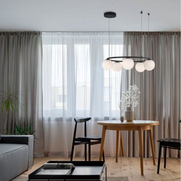 Nova Luce Joline - hanglamp - Ø 50 x 155 cm - 40W LED incl. - zand zwart en opaal wit