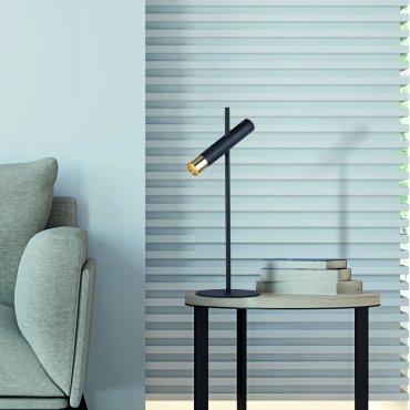 Searchlight Cylinder - tafellamp - 18 x 51 cm - 4W LED incl. - zwart en goud