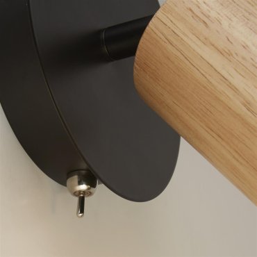 Searchlight Spinny - wandverlichting met schakelaar - Ø 12 x 15 cm - mat zwart