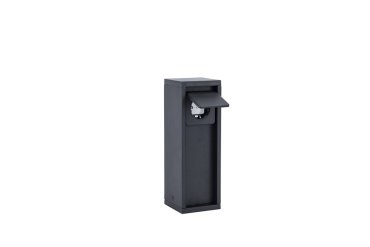 Lutec Mains - paaltje met stopcontact - 8 x 8 x 24 cm - IP54 - mat zwart - zijdelingse stopcontact (Nederlandse versie)