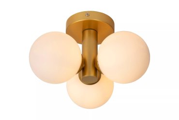 Lucide Trudy - planfondlamp - Ø 30 x 18 cm - IP44 - mat goud/messing