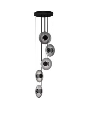 Nova Luce Ballet - hanglamp - Ø 40 x 220 cm - 40W dimbare LED incl. - zandzwart en rokerig grijs