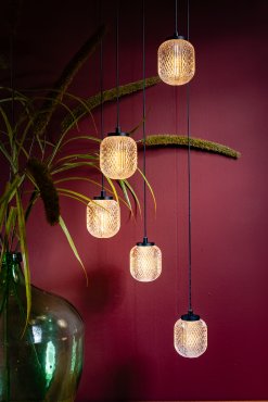 ETH Kristel - hanglamp - Ø 32 x 200 cm - transparant en zwart