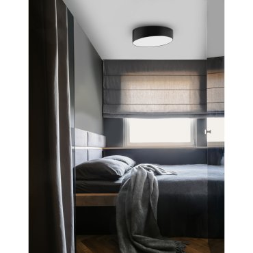 Nova Luce Maggio - plafondverlichting - Ø 50 x 12 cm - 60W LED incl. - zand zwart en mat wit