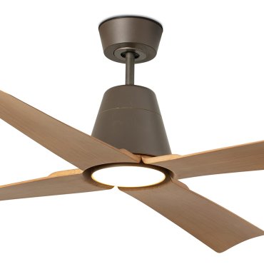Faro Typhoon - plafondventilator met licht en afstandsbediening - Ø 127 cm - 19W LED incl. - IP44 - bruin en maple
