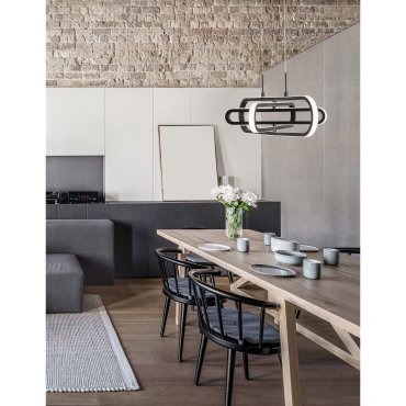 Nova Luce Arte - hanglamp - 64 x 44 x 120 cm - 50W dimbare LED incl. - mat zwart