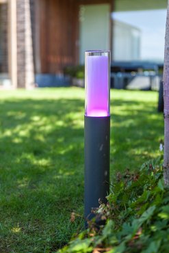 Lutec Dropa - tuinpaal - slimme verlichting -  Lutec Connect - 8,2 x 8,2 x 59 cm - 10W LED incl. - IP44 - donkergrijs