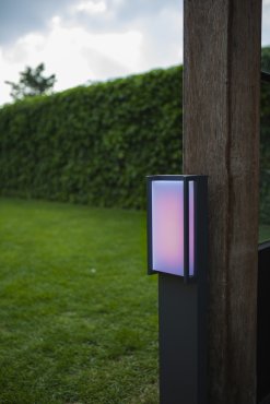 Lutec Qubo - tuinpaal - slimme verlichting - Lutec Connect - 11 x 9 x 75 cm - 16W LED incl. - IP54 - donkergrijs