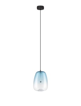Nova Luce Oblo - hanglamp - Ø 16 x 227 cm - 3W LED incl. - blauw en mat zwart