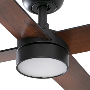 Faro Rudder L 4 Tuya Smart - plafondventilator met licht en afstandsbediening - Ø 132 x 27,6 cm - mat zwart en donker walnoot
