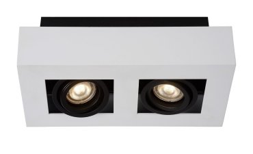 Lucide Xirax - opbouwspot - 25 x 14 x 8,8 cm - 2 x 5W dimbare LED incl. - dim to warm - wit