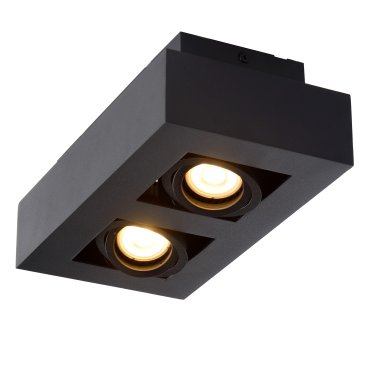 Lucide Xirax - opbouwspot 2L - 14 x 25 x 8,8 cm - 2 x 5W dimbare LED incl. - dim to warm - zwart