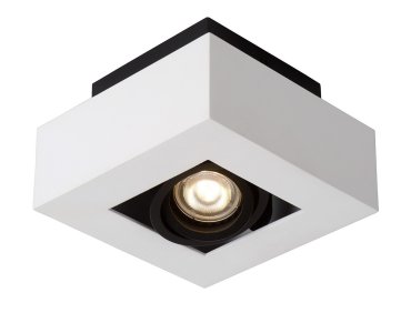 Lucide Xirax 1 - opbouwspot - 14 x 14 x 8,8 cm - 5W dimbare LED incl. - dim to warm - wit