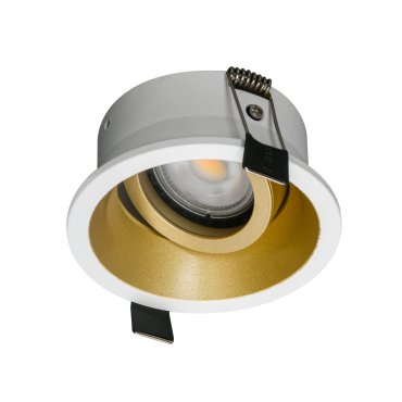 Artdelight Roura - kantelbaar inbouwspot - Ø 90 mm, Ø 82 mm inbouwmaat - wit en goud