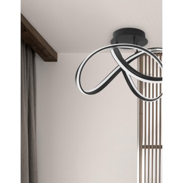 Nova Luce Truno - plafondverlichting - Ø 52 x 36 cm - 60W dimbare LED incl. - zand zwart