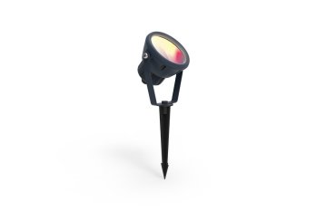 Lutec Mini Leto - Grondspot op spiek met stekker - slimme verlichting -  Lutec Connect - 11,8 x 13,4 x 33,2 cm - 8W LED incl. - IP65 - donkergrijs