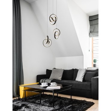 SHOWROOMMODEL - Nova Luce Rings - hanglamp - Ø 34 x 120 cm - 43W dimbare LED incl. - zand zwart