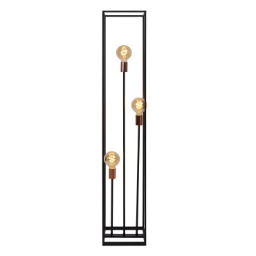 Lucide Arthur - staanlamp - 25 x 25 x 140 cm - zwart &amp; koper