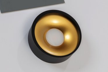 Artdelight Orlando - plafondverlichting - Ø 14 x 5 cm - 10W dimbare LED incl. - zwart en mat goud