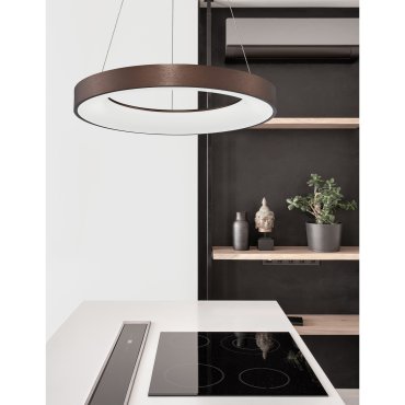 Nova Luce Rando Thin - hanglamp - Ø 60 x 120 cm - 50W dimbare LED incl. - geborstelde koffie