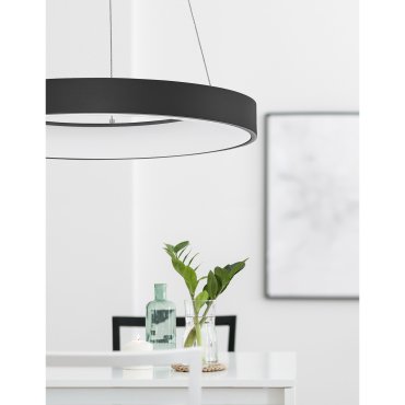 Nova Luce Rando Thin - hanglamp - Ø 60 x 120 cm - 50W dimbare LED incl. - zand zwart - warm witte lichtkleur