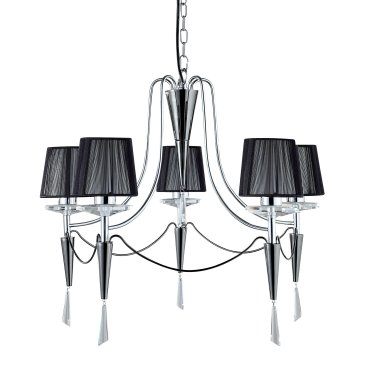 Searchlight Duchess - luster - Ø 53 x 100 cm - zwart en chroom