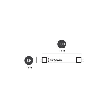 VK Lighting T8 LED TL buis - Ø 2,6 x 90 cm - G13 - 14W - niet-dimbaar - 3000K - dubbele eindvoeding