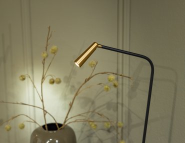 ETH Barry - vloerlamp - Ø 20 x 138 cm - 3W dimbare LED incl. - zwart en messing