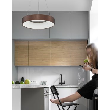 Nova Luce Rando Thin - hanglamp - Ø 38 x 120 cm - 30W dimbare LED incl. - geborstelde koffie