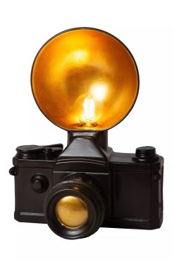 Lucide Extravaganza Camera - tafellamp - 22,5 x 16 x 30 cm - zwart met goud