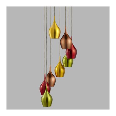 Searchlight Vibrant - hanglamp - Ø 36 x 170 cm - multicolour