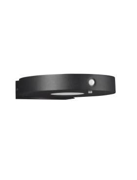 Nova Luce Aigo - buiten wandverlichting met sensor op zonne-energie - 16 x 3,2 x 17,7 cm - 2W LED incl. - IP65 - donker antraciet