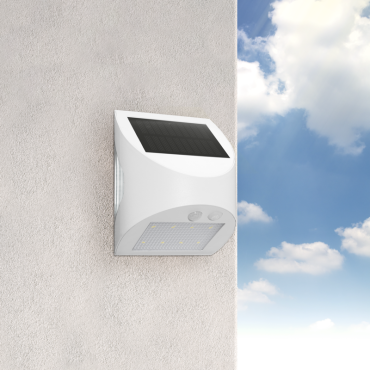 Century Italia Arcadia Max - buiten wandlamp op zonne-energie met sensor - 10,5 x 8 x 13 cm - 3W LED incl. - IP65 - wit
