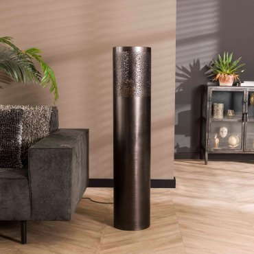 Vico Cylinder Nikkel - vloerlamp - Ø 25 x 120 cm - zwart nikkel