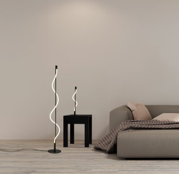 Searchlight Serpent - tafellamp - Ø 15 x 56 cm - 8W dimbare LED incl. - zwart en opaal