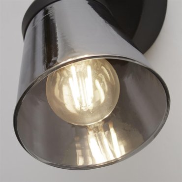 Searchlight Mega - opbouwspot 1L - 10 x 18 cm - zwart en gerookt glas