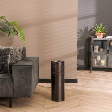 Vico Cylinder Nikkel - vloerlamp - Ø 20 x 60 cm - zwart nikkel