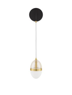 Nova Luce Egna - wandlamp - Ø 12 x 48 cm - 13W LED incl. - opaal, cognacglas, goud en zwart