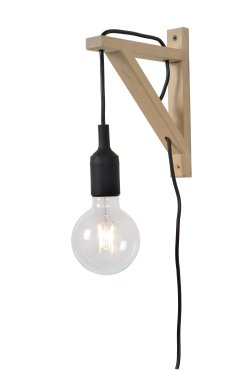 Lucide Fix - wandlamp met schakelaar op kabel - 3,2 x 19 x 22 cm - zwart