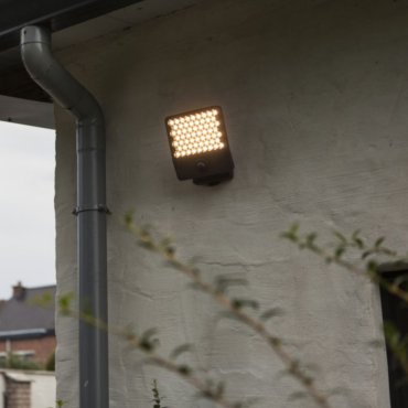 Lutec Atlantis - verstraler met sensor - 22,2 x 20,1 x 12,4 cm - 24W LED incl. - 4000K - IP54 - donker grijs