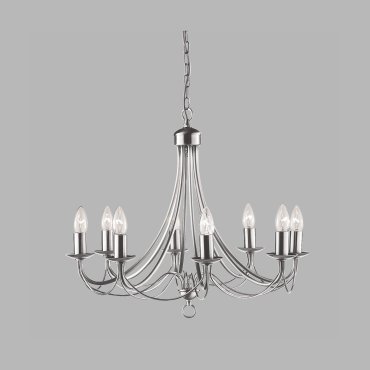 Searchlight Maypole - luster - Ø 60 x 100 cm - satijn zilver