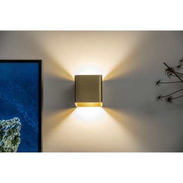 Artdelight Fulda - wandverlichting - 10 x 10 x 10 cm - 6W dimbare LED incl. - goud geborsteld