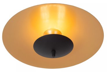 Lucide Vulcan - plafondlamp - Ø 35 x 12,4 cm - 9W dimbare LED incl. - zwart en messing