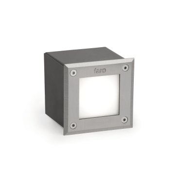 Faro Led-18 - inbouw wandverlichting - 9,5 x 9,5 x 7 cm - 3W LED incl. - IP67 - satijn inox - warm witte lichtkleur