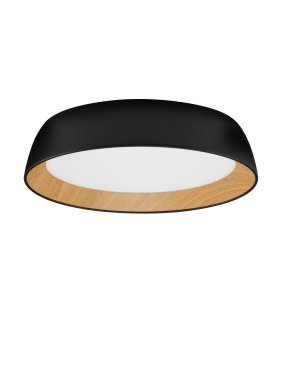 Nova Luce Sigi - plafondlamp - Ø 45 x 10 cm - 40W dimbare LED incl. - zandzwart en hout