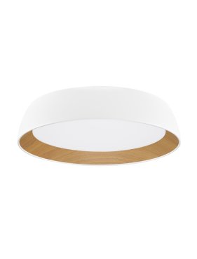 Nova Luce Sigi - plafondlamp - Ø 45 x 10 cm - 40W dimbare LED incl. - zandwit en hout